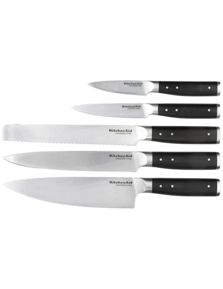 Bloco de 5 facas Kitchen Aid Classic em madeira de bétula + tesoura