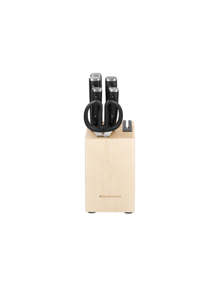 Kitchen Aid Classic Messerblock mit 5 Messern aus Birkenholz + Schere