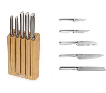 Block om 5 Joseph Joseph Elevate Steel Knivar i bambu