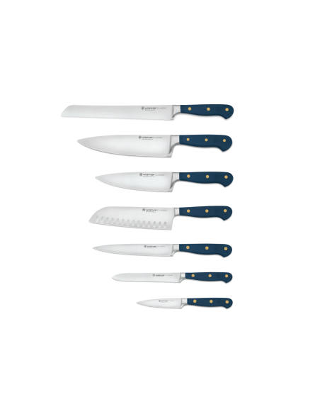 Blokk med 7 Wusthof Classic Colour Wild Blueberry smidde kniver