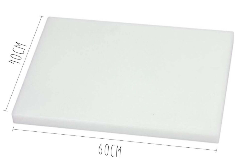 Tábua de cortar HD500 em polietileno branco espesso 60x40cm