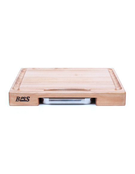 Boos Blocks Prep Masters skærebræt i ahorntræ + stålbakke 46x46x6cm