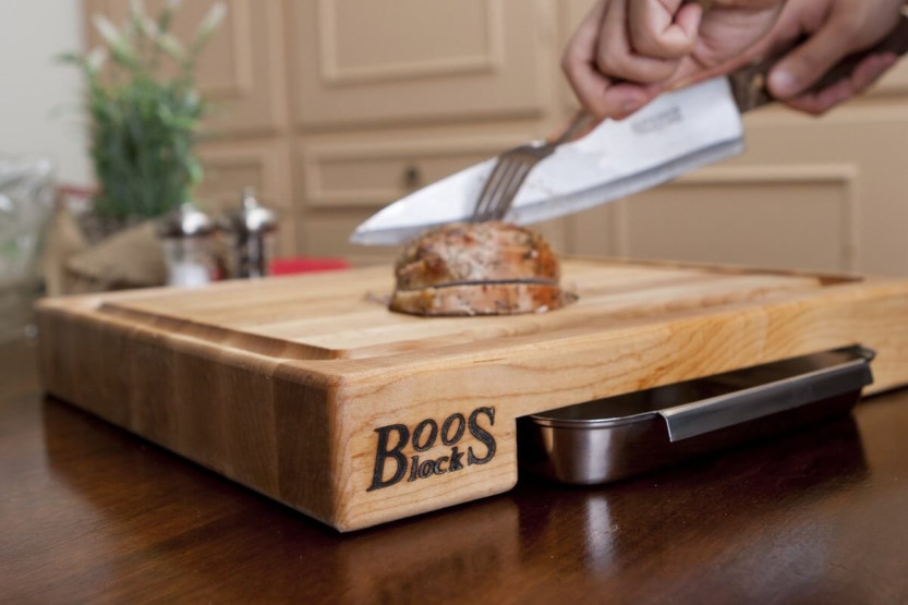 Boos Blocks Prep Masters tavola in legno d'acero + piano in acciaio 46x46x6cm