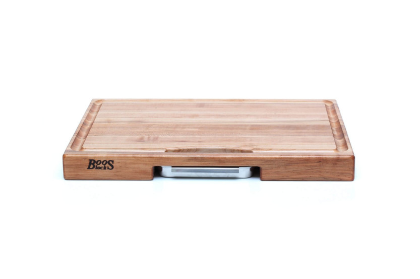 Boos Blocks Prep Masters maple wood board + steel tray 46 x 38 x 6cm