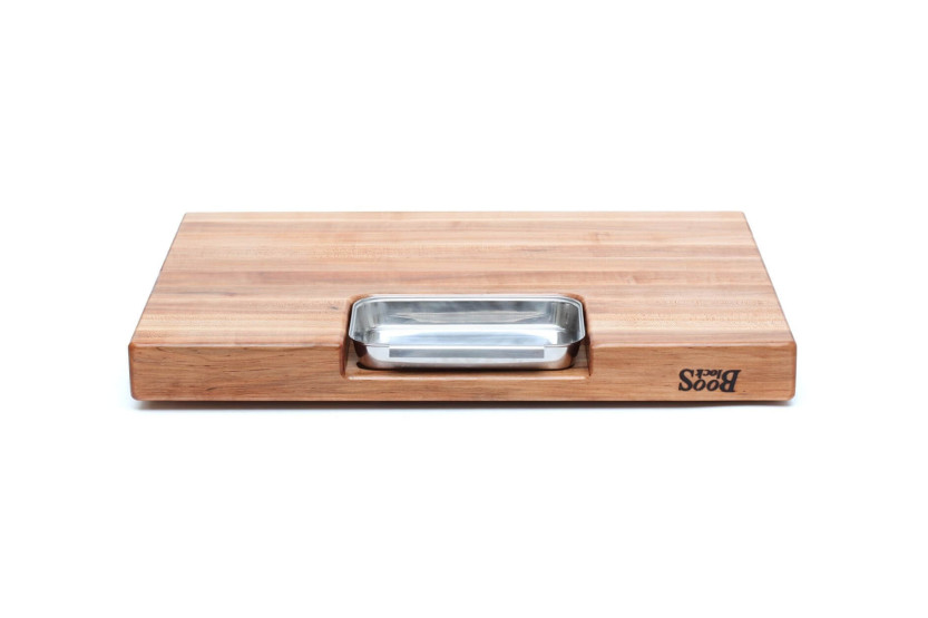 Boos Blocks Prep Masters maple wood board + steel tray 46 x 38 x 6cm