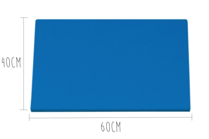 Tábua de cortar em polietileno azul HD500 com pés 60x40cm