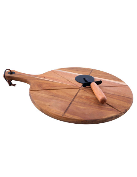 Set de pizza Point Virgule con rueda de pizza y tabla de servir de acacia