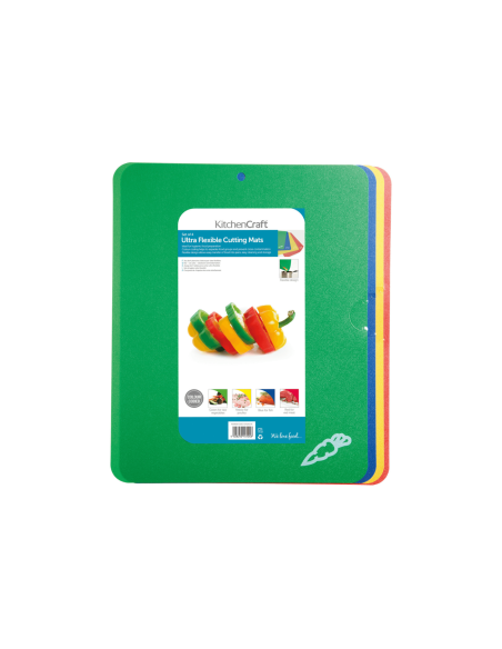 Set med 4 KitchenCraft flerfärgade flexibla skärbrädor av polymer 38x32,5cm