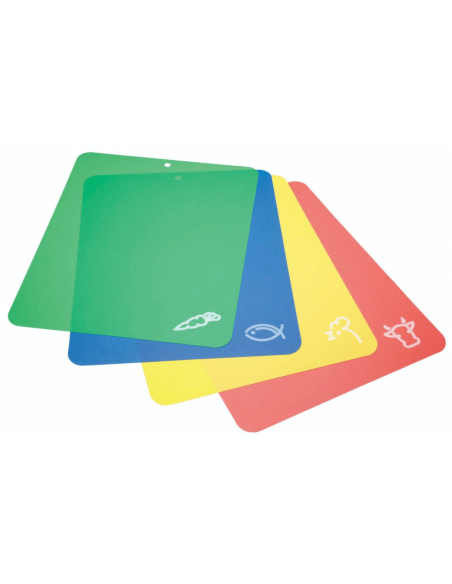 Set van 4 KitchenCraft veelkleurige flexibele kunststof snijplanken 38x32,5cm