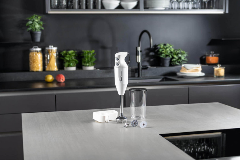 Bamix M200 Mono witte staafmixer met accessoires