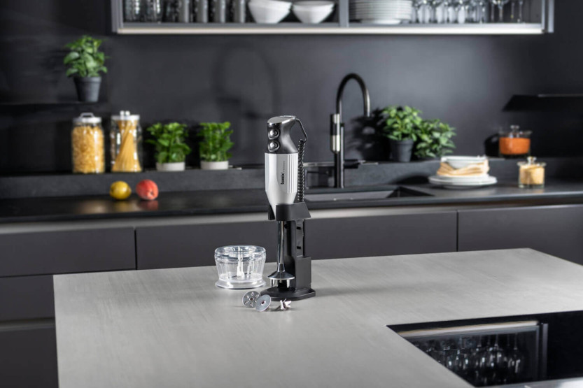 Bamix M200 Deluxe zilveren staafmixer met accessoires