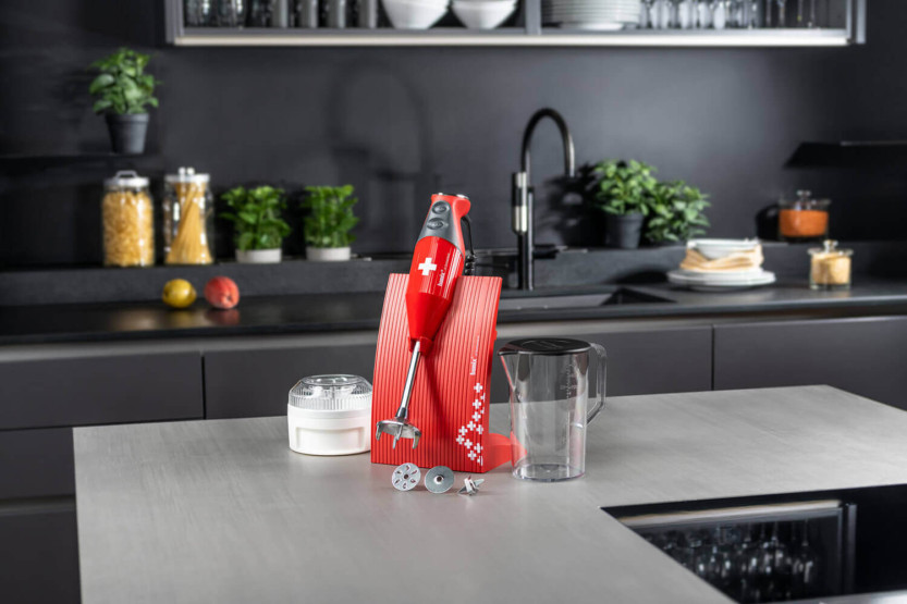 Bamix Stabmixer M200 Swissline Rot Kreuz mit Zubehör