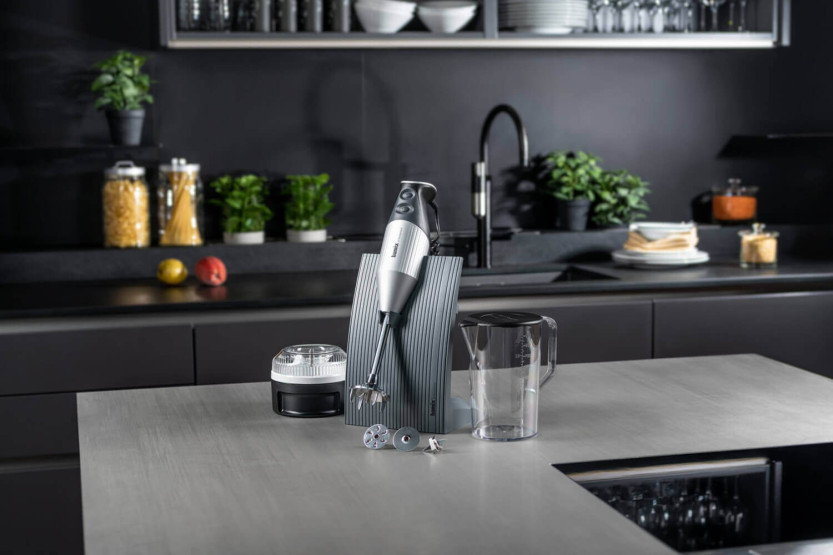 Bamix M200 Swissline Silver hand blender with accessories