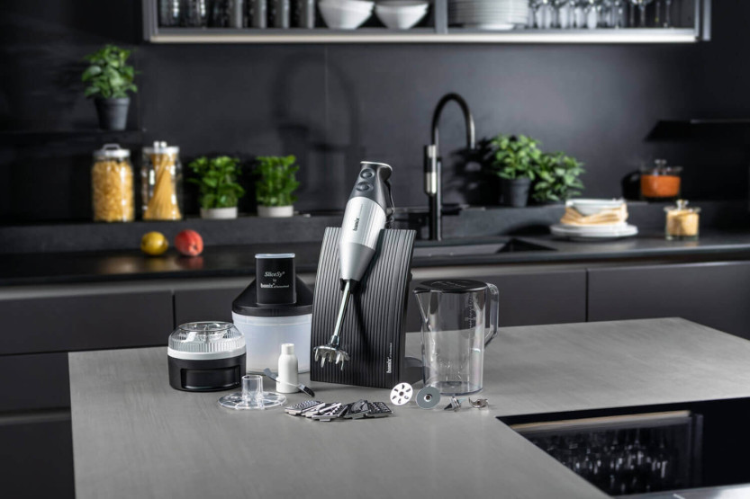 Set Bamix SuperBox Silver - Bamix Swissline + SliceSy e accessori