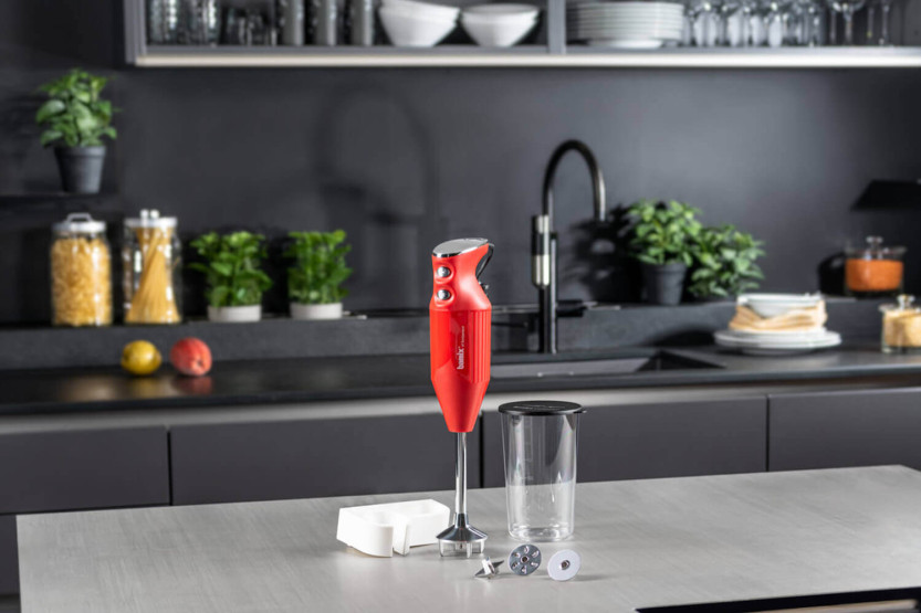 Batidora de mano Bamix M200 Mono roja con accesorios
