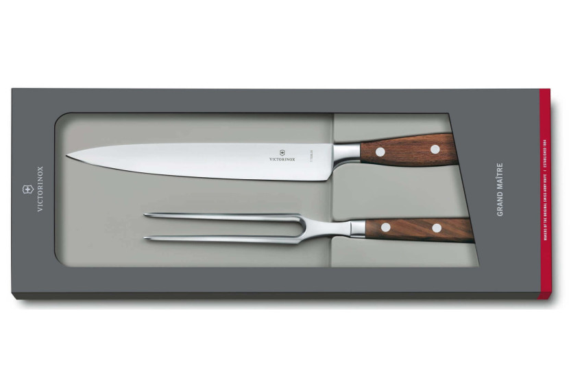 Conjunto de faca de trinchar e garfo de chef Victorinox Grand Maître Rosewood