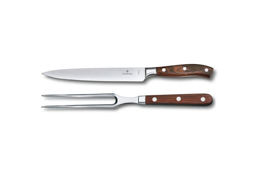 Conjunto de faca de trinchar e garfo de chef Victorinox Grand Maître Rosewood