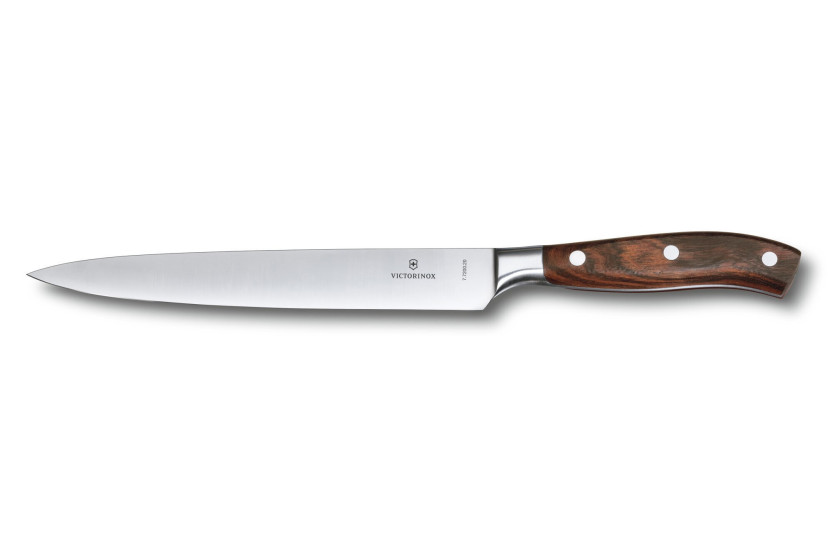 Victorinox-Set Grand Maître Rosewood Tranchiermesser + geschmiedete Kochgabel