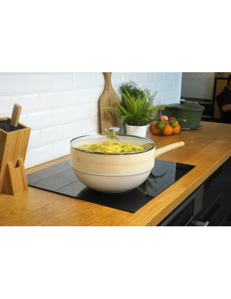 Tapa de cristal curvado Cookut con pomo de acero inoxidable