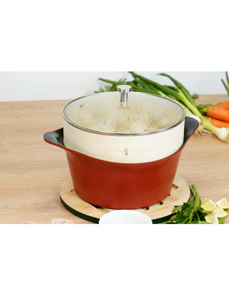 Tapa de cristal curvado Cookut con pomo de acero inoxidable