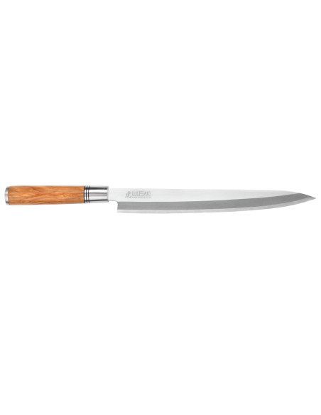 27cm Wusaki Olive 7Cr yanagiba veitsi oliivipuukahvalla + saya