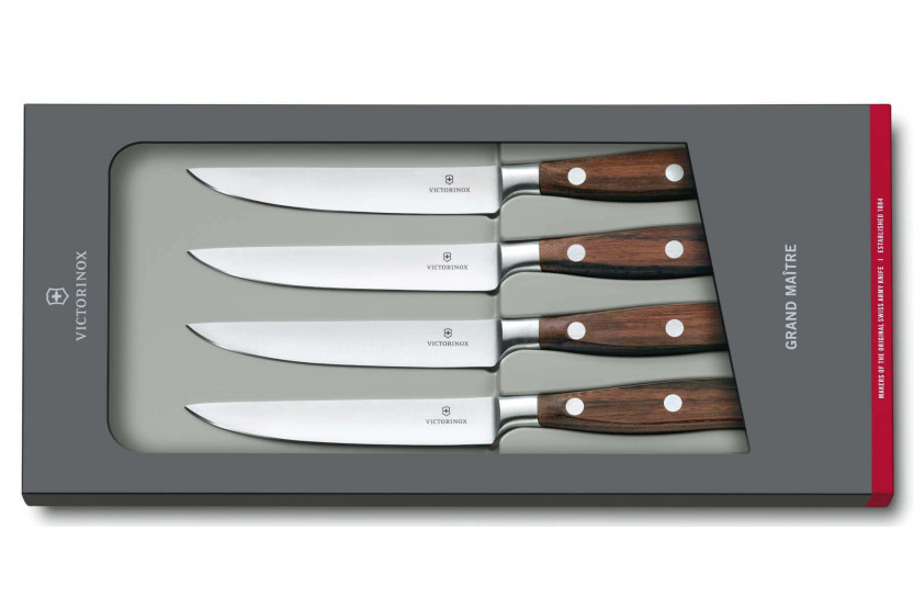 Set van 4 Victorinox Grand Maître Wood gesmede steakmessen 12cm esdoorn handvat