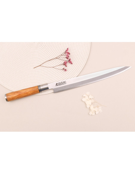27cm Wusaki Olive 7Cr yanagiba knife olive wood handle + saya