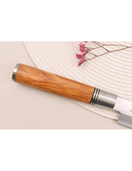 27cm Wusaki Olive 7Cr yanagibakniv med olivträhandtag + saya