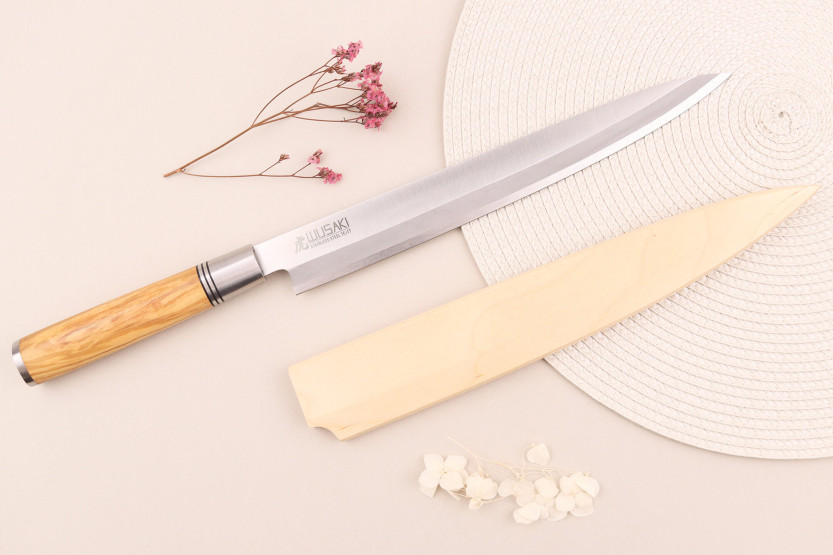 27cm Wusaki Olive 7Cr yanagiba knife olive wood handle + saya