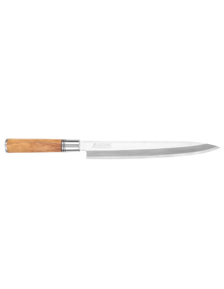 Coltello Wusaki Olive 7Cr yanagiba da 24 cm con manico in legno d'oliva + saya