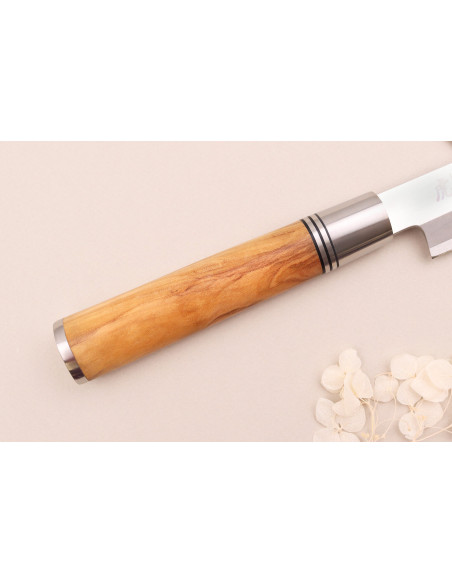 Yanagiba knife 24cm Wusaki Olive 7Cr olive wood handle + saya