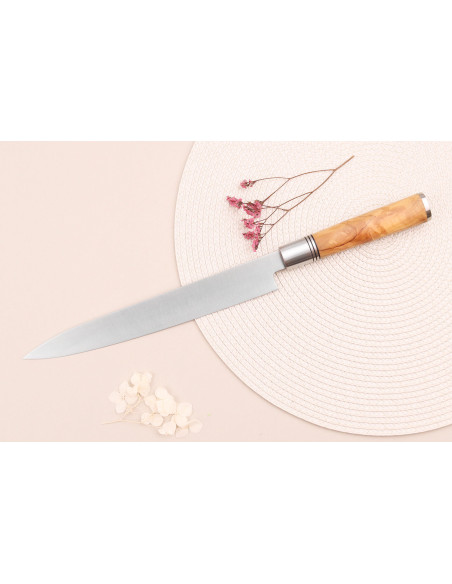 Yanagiba knife 24cm Wusaki Olive 7Cr olive wood handle + saya