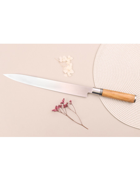 Yanagiba knife 30cm Wusaki Olive 7Cr olive wood handle + saya