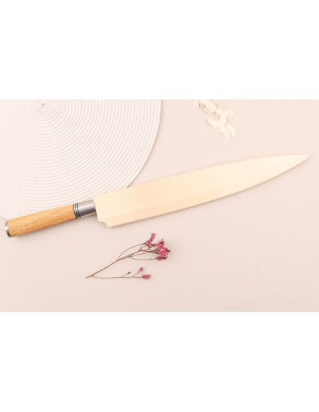 Cuchillo Yanagiba 30cm Wusaki Oliva 7Cr mango de madera de olivo + saya
