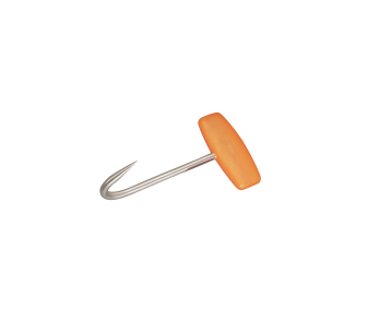 Gancho para carne Bargoin em aço inoxidável com pega de plástico cor de laranja, capacidade para 60 kg