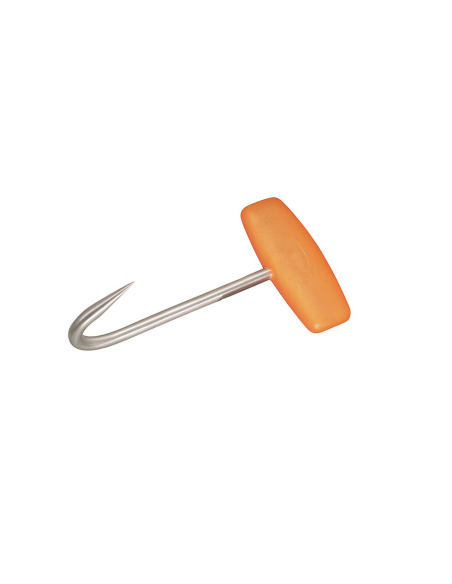 Gancho de carnicero Bargoin de acero inoxidable con mango de plástico naranja, 60 kg de capacidad