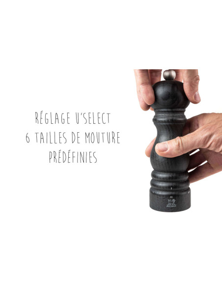 Moinho de sal manual Peugeot Paris U Select Graphite em madeira de faia