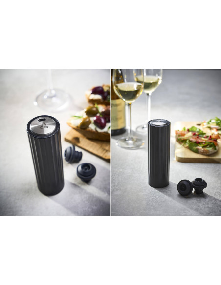 Peugeot Preserve Sähköinen automaattinen tyhjiöpumppu mustassa ABS 14cm + 2 tulppaa