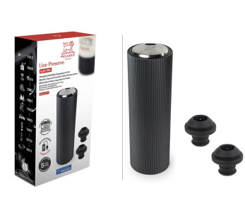 Peugeot Line Preserve Pompa per vuoto elettrica automatica in alluminio 14cm + 2 tappi