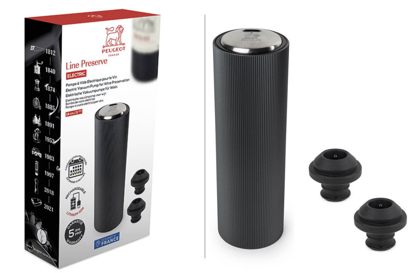 Peugeot Line Preserve Elektrische automatische vacuümpomp in aluminium 14cm + 2 stoppen