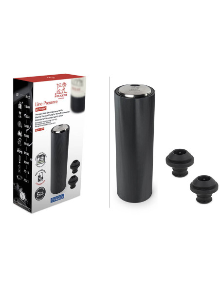 Peugeot Line Preserve Pompa per vuoto elettrica automatica in alluminio 14cm + 2 tappi