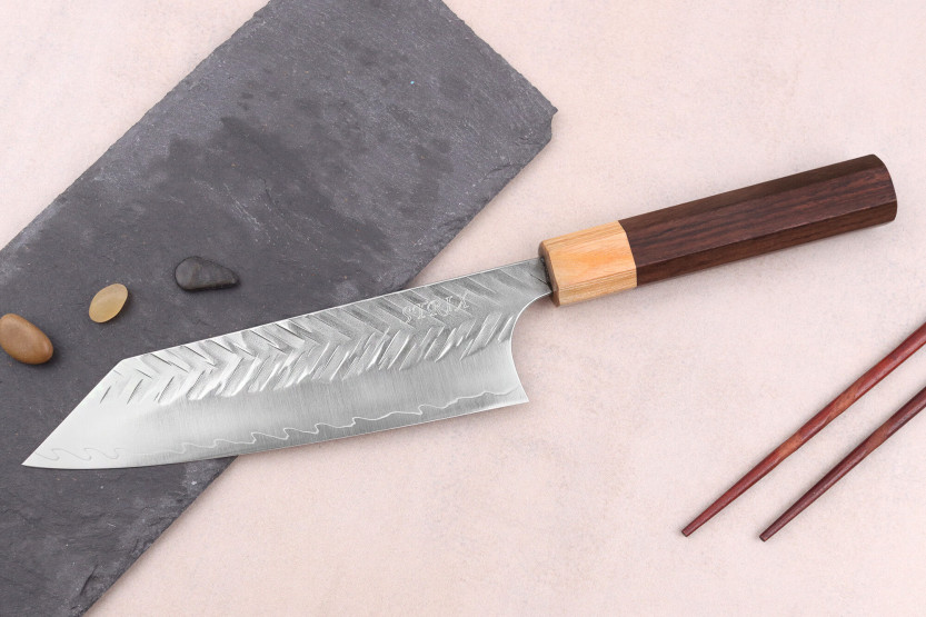 16.5cm Yoshimi Kato SPG Strix V-Tsuchime Cuchillo bunka japonés hecho a mano