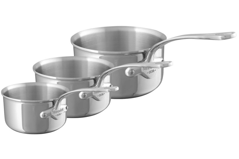 Mauviel M'Urban4 set of 3 cast stainless steel pans with fixed induction-compatible handle