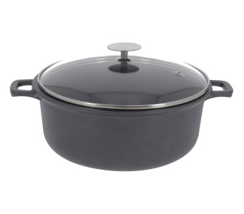 De Bu yer Choc Extrême cast aluminium casserole with glass lid