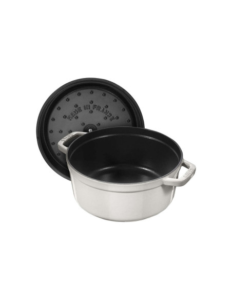 Caçarola redonda de ferro fundido esmaltada STAUB trufa branca