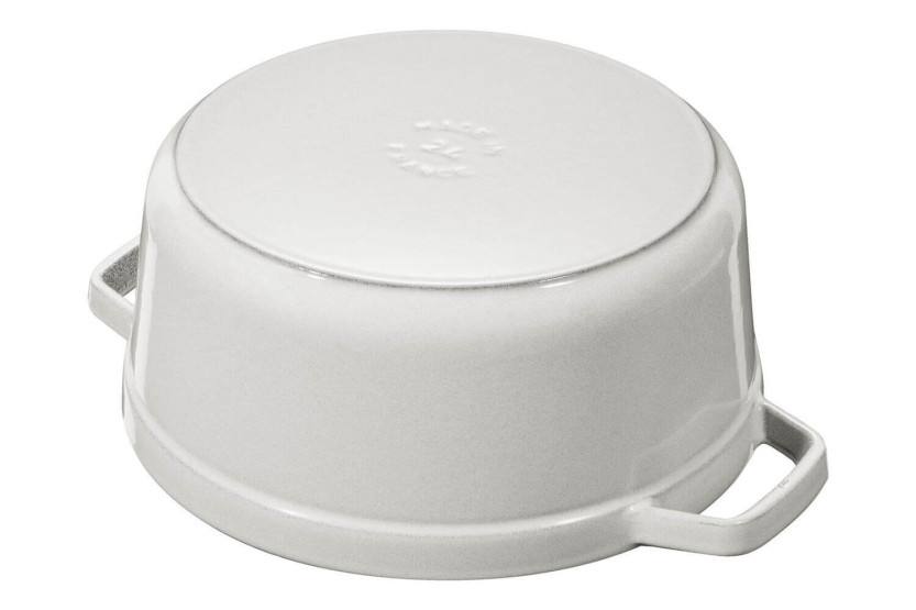 STAUB ronde gietijzeren braadpan geëmailleerd wit truffel