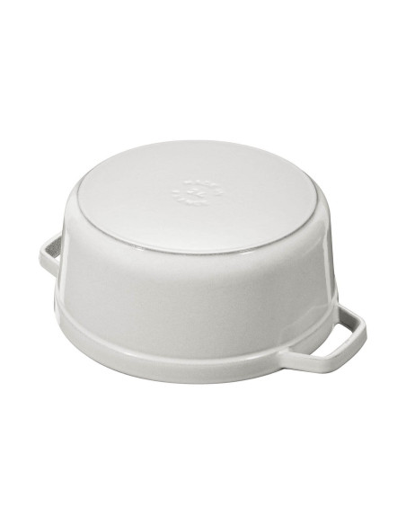STAUB ronde gietijzeren braadpan geëmailleerd wit truffel