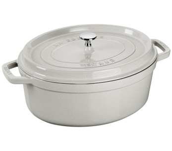STAUB cacerola ovalada de hierro fundido esmaltada trufa blanca
