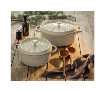 STAUB cacerola ovalada de hierro fundido esmaltada trufa blanca 2