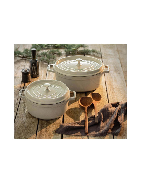 STAUB cacerola ovalada de hierro fundido esmaltada trufa blanca
